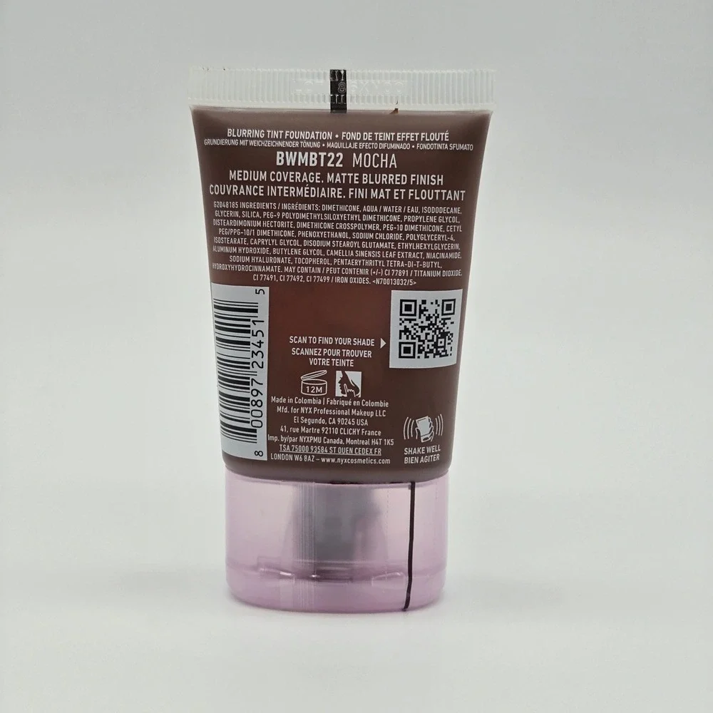 NYX Bare With Me Blur Tint Foundation Women 1.01oz 22 Mocha Matte BWMBT22 Makeup
